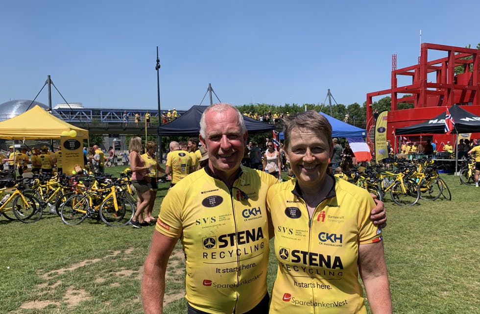 Roy Martin Øyjord og Ingunn Frette var begge med for første gong i Team Rynkeby sitt sykkelløp frå København til Paris. Foto: Privat