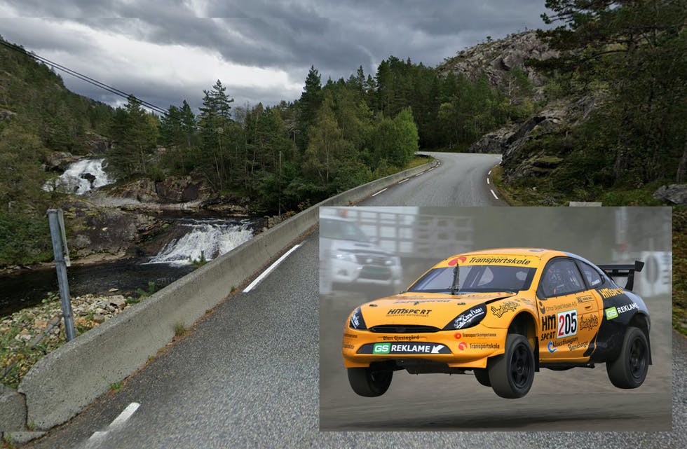 Gamle E134, opp langs Rullestadjuvet, kan bli trasé for eit spektakulært og årleg billøp.
FOTOMONTASJE: Google Streetview/Rune Johannesen