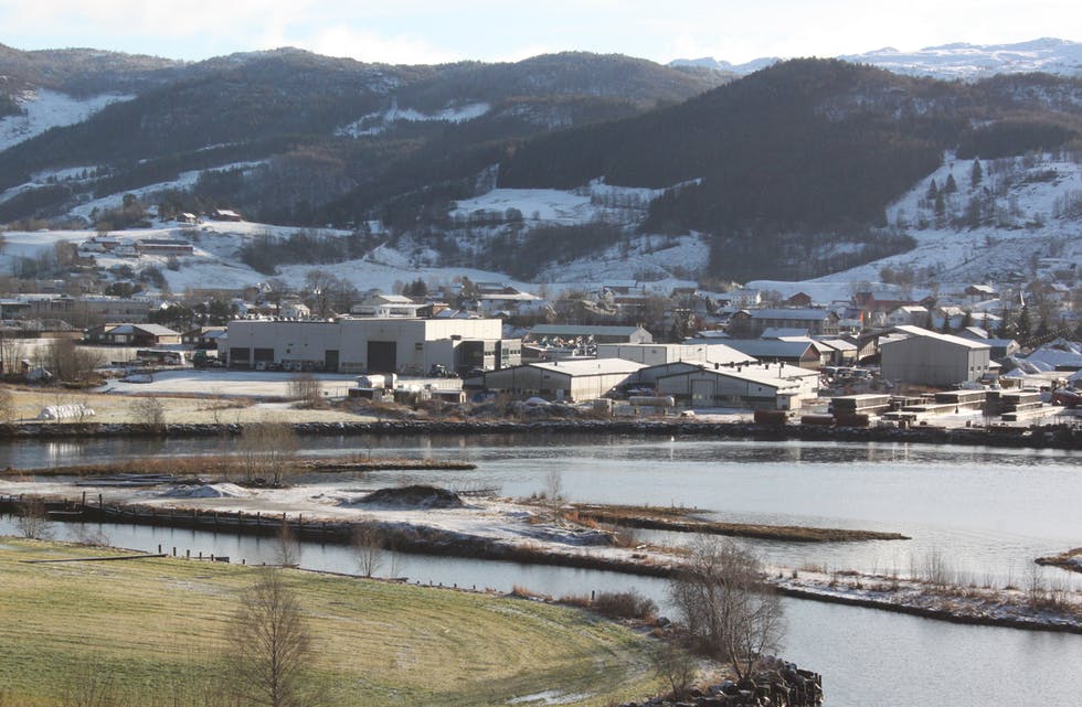 Tongane, sett frå nord. Støyen på industriområdet, som blir klaga på av naboar, er truleg sett saman av mange og forskjellige lydkjelder. Foto: Øystein Birkenes